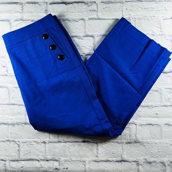 Loft Outlet Pants - Loft Outlet Women Blue Wide Leg Sailor Pants Side Button Size 10 Nautical Casual